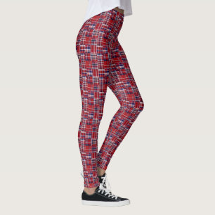 Legging Marinho Vermelho  Azul Madras Xadrez