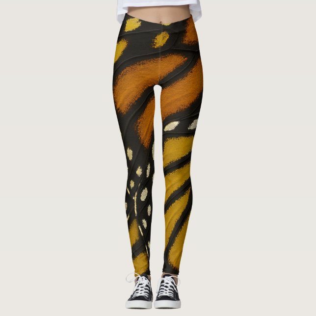 Legging Mariposa Laranja e Asa de Borboleta Monarca Amarel (Frente)