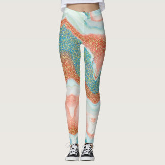 Legging Mármaco com brilho | Azul Verde Teal, Sandstone
