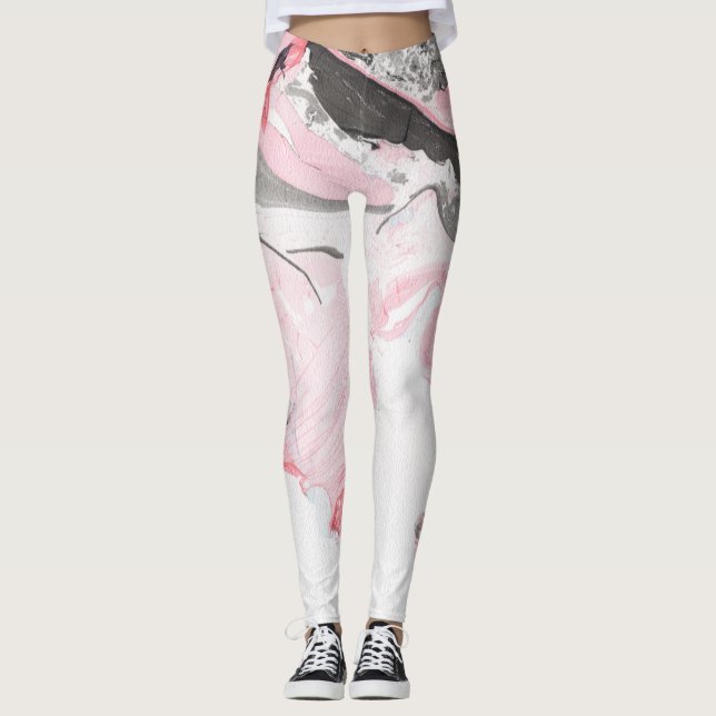 Legging Mármaco Preto Rosa: Desenho Mão (Frente)