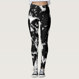 Legging Mármore abstrato do Grunge - Collectio preto e