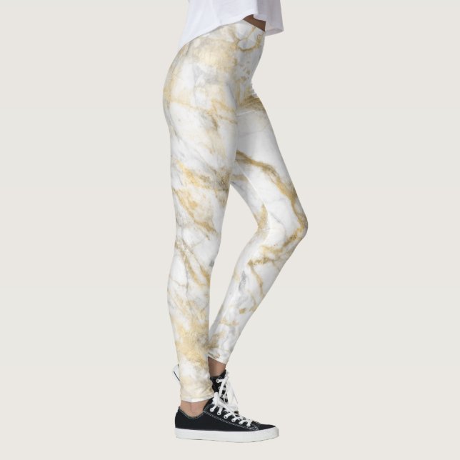Legging Mármore Branco Cinza Dourado Elegante (Direita)