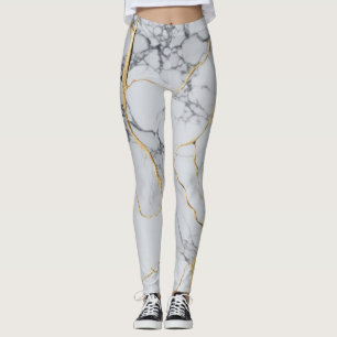 Legging Mármore branco e dourado