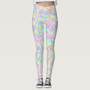 Legging Mármore Colorido de Trip de Ácido Arco-Íris