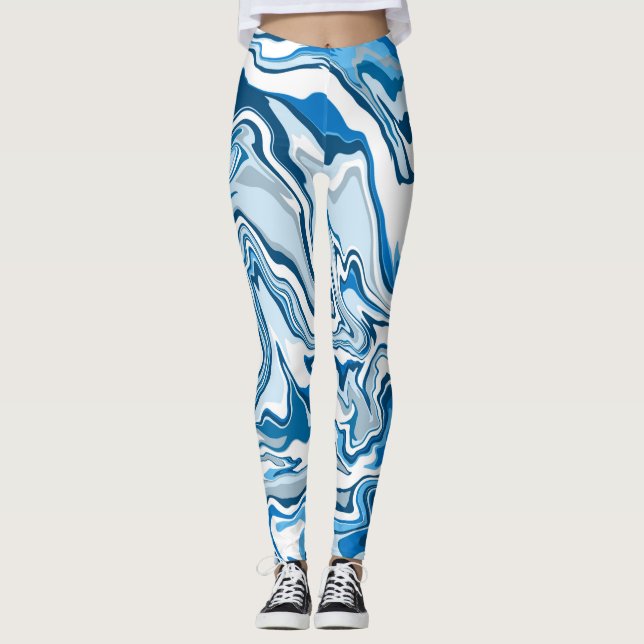 Legging Mármore de Fluido Digital Azul (Frente)