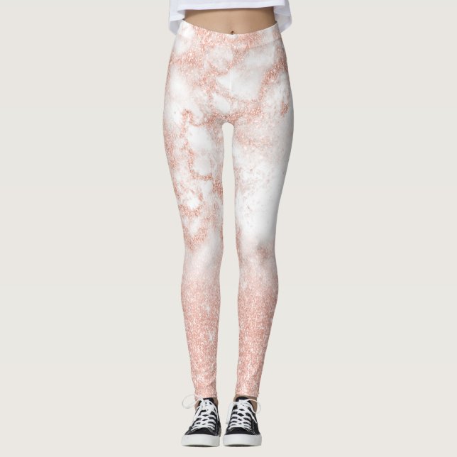 Legging Mármore de rosa de ouro com gradiente de cobre (Frente)