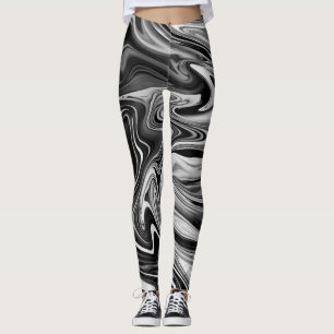Legging Mármore elegante 7 - líquido preto e branco