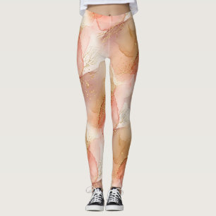 Legging Mármore Fluido Abstrato em Tons Terrosos Quentes