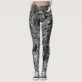 Legging Mármore Líquido abstrato Preto e Branco