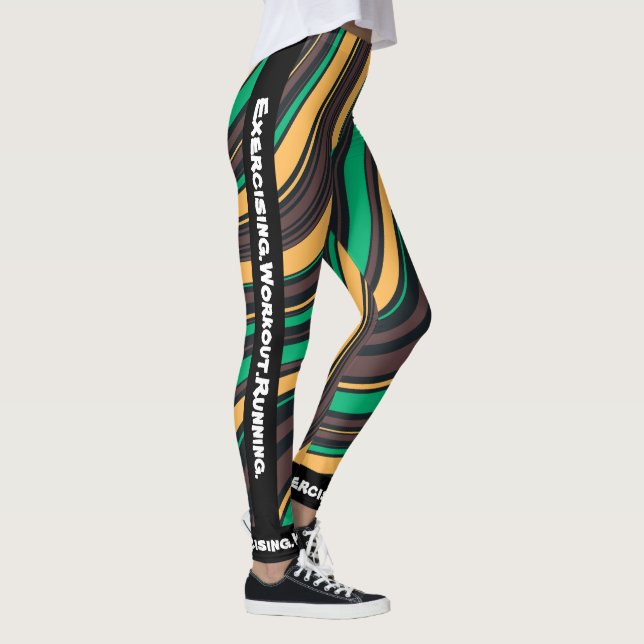 Legging Mármore moderno personalizado l Preto Amarelo (Direita)