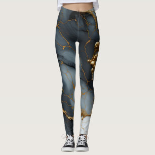 Legging Mármore Onyx Fumê com Veias Douradas