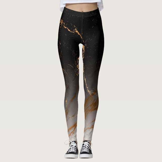 Legging Mármore Preto e Branco (Frente)