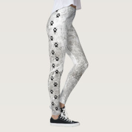 Legging Mármore Preto e Branco Chic com Faixa Lateral de I