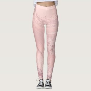 Legging Mármore-reluzente de ouro, rosa-na moda, Elegante
