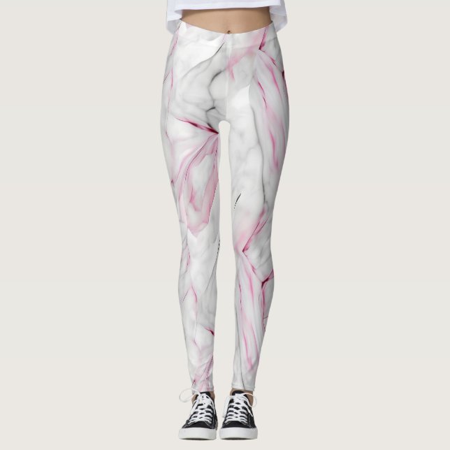 Legging Mármore rosa e branco macio (Frente)