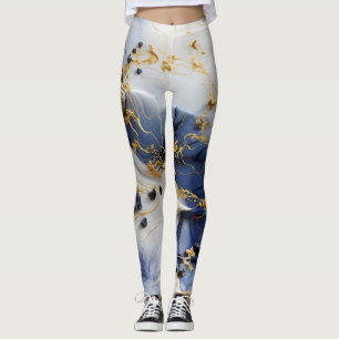 Legging Mármore Safira da Meia-Noite com Fios de Ouro