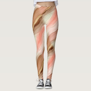 Legging Mármore Veia Dourada Terracota - Luxo Quente (2)  