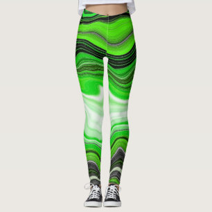 Legging Mármore Verde e Preto como Arte Fluida Strike