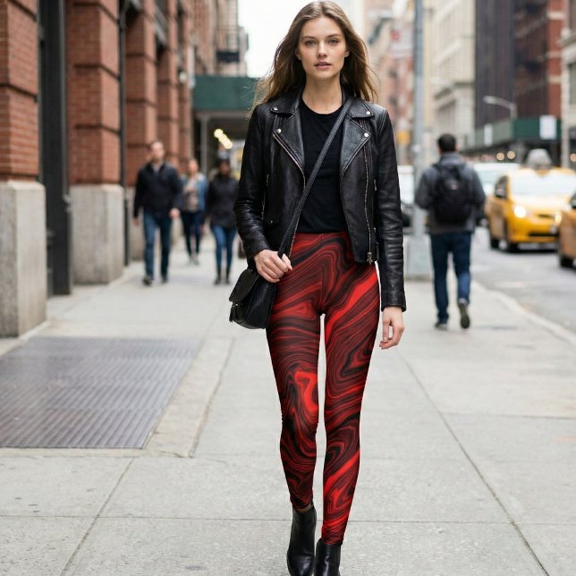 Legging Mármore Vórtice Carmesim: Vermelho Ousado e Redemo (Criador carregado)
