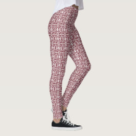 Legging Maroon com Padrão de Lace Crochet Branco