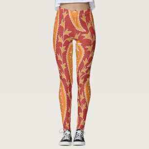 Legging Maroon Paisley: Ornamento Turco de Pepinos.