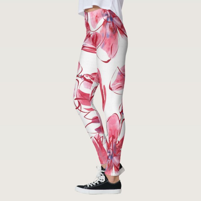 Legging Maroon Red Flowers (Esquerda)