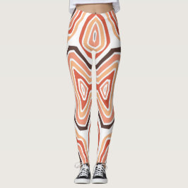 Legging Marrom Tan Orange Swirls Abstrato