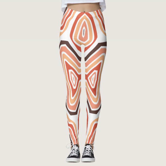 Legging Marrom Tan Orange Swirls Abstrato (Frente)