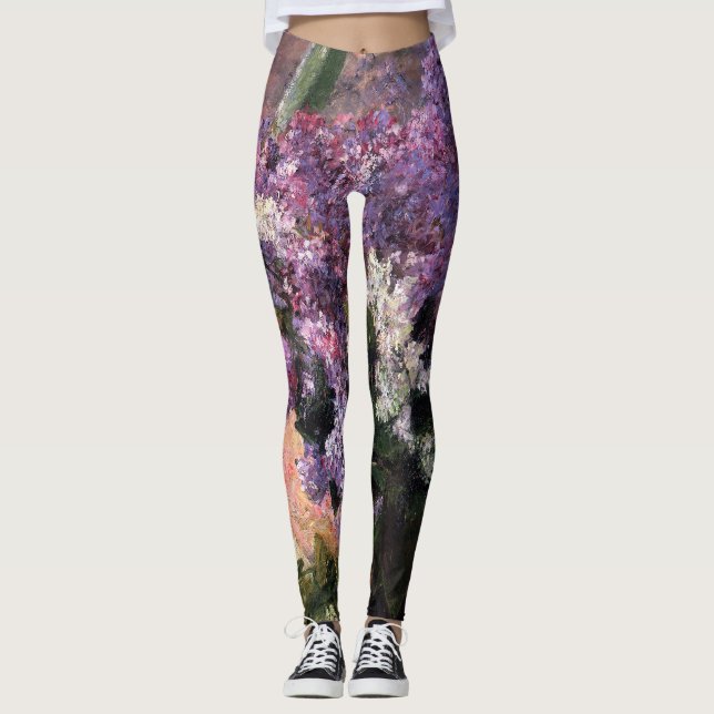 Legging Mary Cassatt - Lilases em uma janela (Frente)