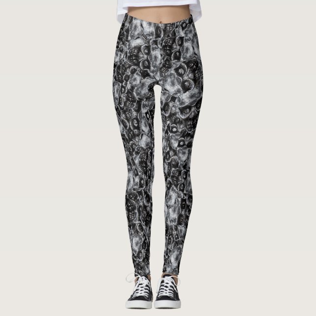 Legging Máscara de cabeça arrepiante padrão aleatório (Frente)