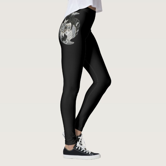Legging Máscara de Carnaval de Veneza ~ Prata ~ Preto ~ Br (Direita)