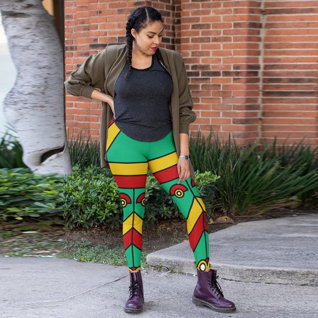 Legging máscara tiki aztec colorida (Criador carregado)