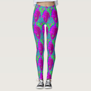 Legging máscaras de boca aberta púrpura verde