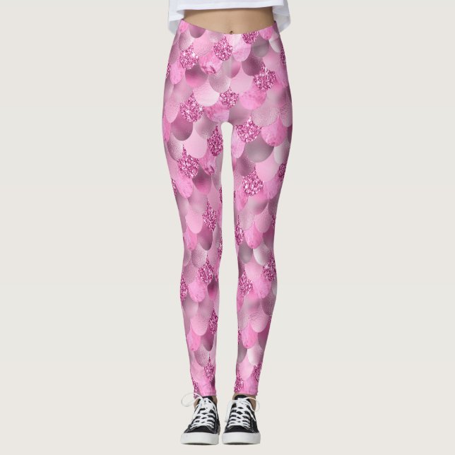 Legging Máscaras vibrantes bonito da sereia dos rosa & dos (Frente)