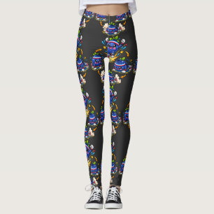 Legging Mascote de Fitness Mirtilo Salto Exercício Est