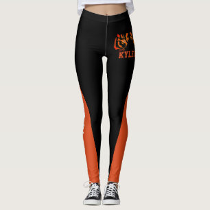 Legging Mascote Laranja & Preto do Ventilador da Equipe