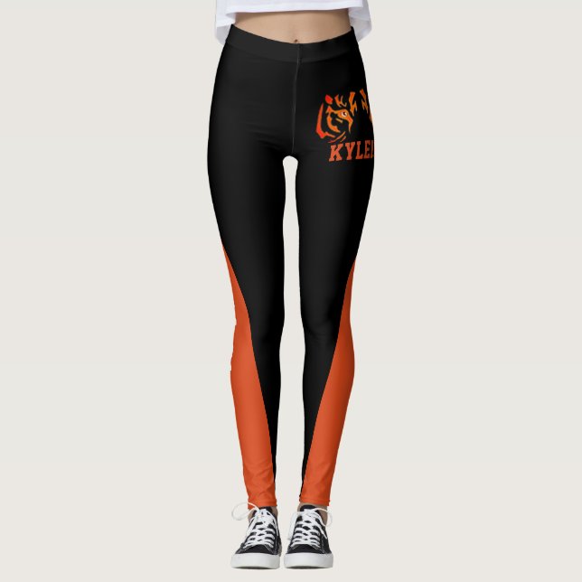 Legging Mascote Laranja & Preto do Ventilador da Equipe (Frente)