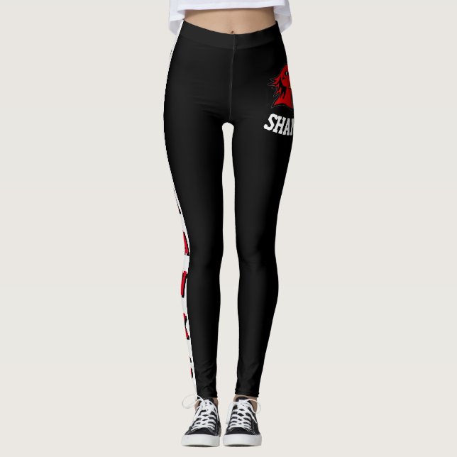 Legging Mascote Preto/Vermelho/Branco do Ventilador da Equ (Frente)