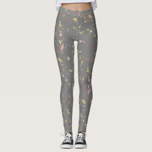 Legging Matar Cinzas Douradas e Rosa Douradas Flocos Escur