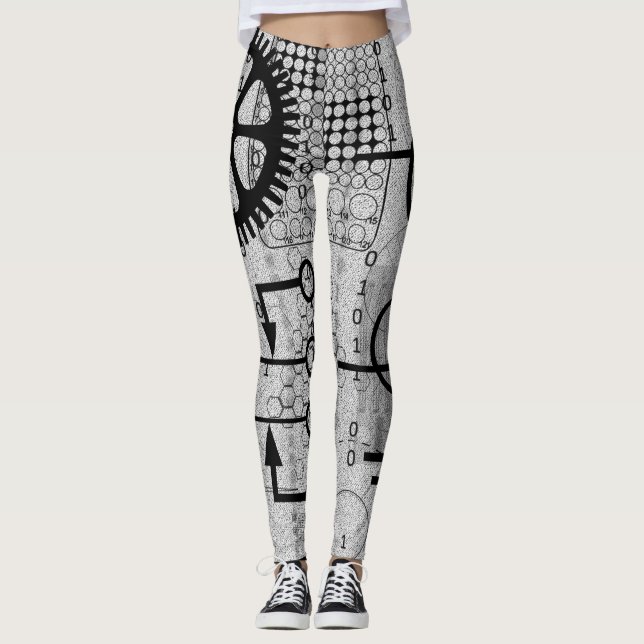 Legging Matemática Eletrônica do Engenheiro Cyberpunk Tech (Frente)