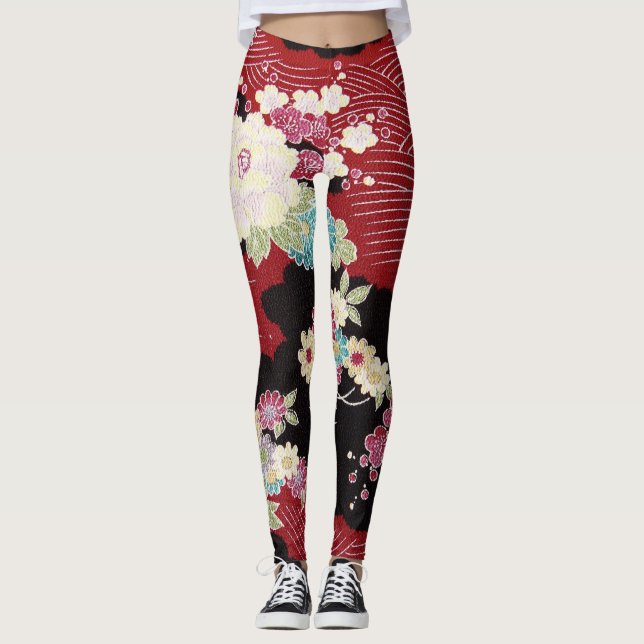Legging Matéria têxtil japonesa do QUIMONO, teste padrão (Frente)