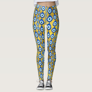 Legging Mau Padrão de olhos na textura do ouro
