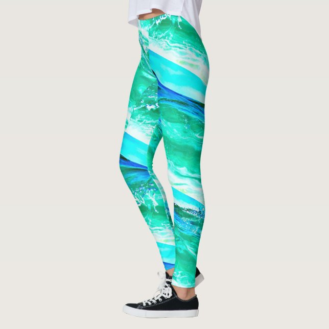 Legging Maui ondas Thunder_Cove azul/verde listrado (Esquerda)