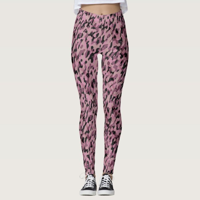 Legging Mauve pink and Charcoal Camo abstract (Frente)