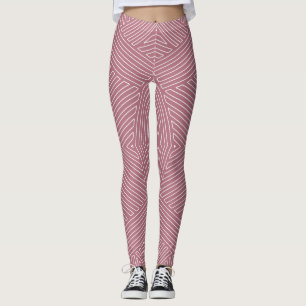 Legging Mauve Pink e White Geométrico Lines Africano