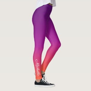 Legging Mbre de gradiente roxo, rosa e laranja