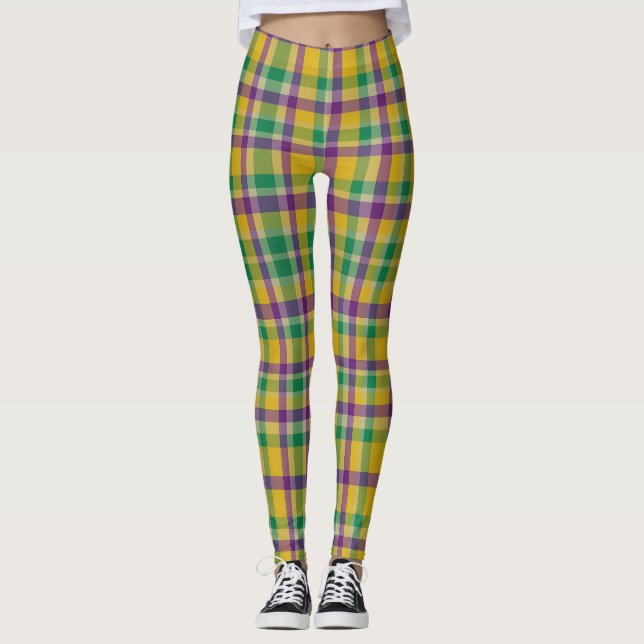 Legging Medalha colorida Mardi Gras Gingham (Frente)