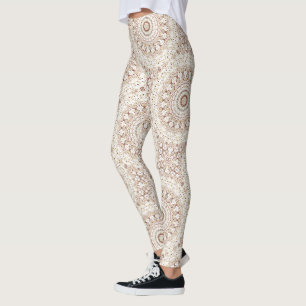 Legging Medalhão de Caleidoscópio Branco de Mandala