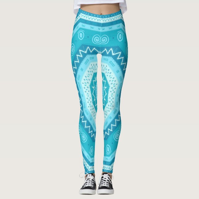 Legging Medalhão de Céu Azul Brilhante (Frente)