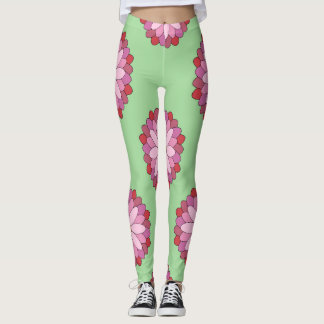 Legging Medalhão Verde-Asiático Pastel Rosa Floral